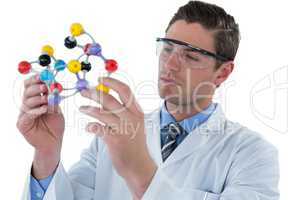 Scientist experimenting molecule structure