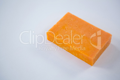 Cheese block on white background