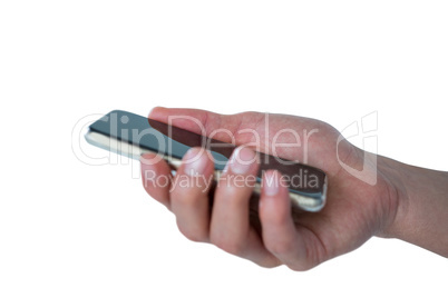 Close-up of hand holding mobile phone