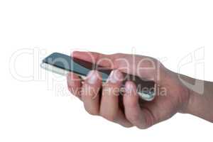 Close-up of hand holding mobile phone