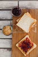 Bread with jam and peanut butter