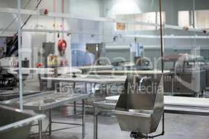 Worktop and hand wash basin at meat factory