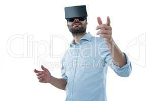 Man using virtual reality headset