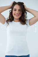 Beautiful woman in white t-shirt