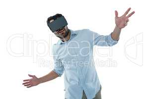 Man using virtual reality headset