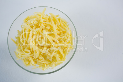 Grated cheese in a bowl