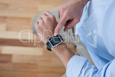 Man using his smart watch