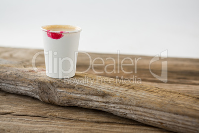 Disposable coffee cups with lipstick mark
