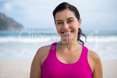 Portrait of smiling woman on beach Portrait of smiling woman on beach