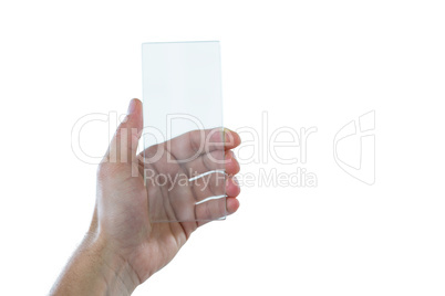 Hand holding futuristic mobile phone