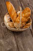 Various bread loaves in basket