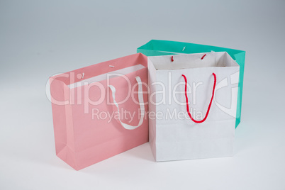 Close-up of multicolored shopping bags