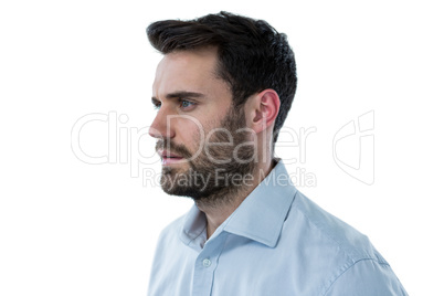 Handsome man listening to headphones