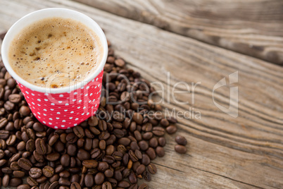 Close-up of coffee with coffee beans