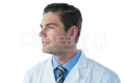 Thoughtful doctor in labcoat