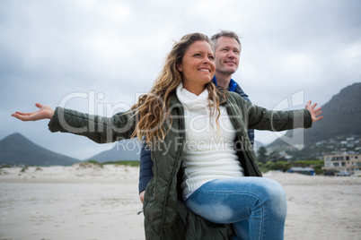 Romantic couple enjoying on beach