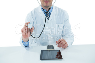 Doctor examining with stethscope