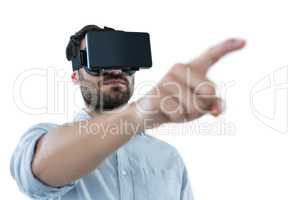 Man using virtual reality headset