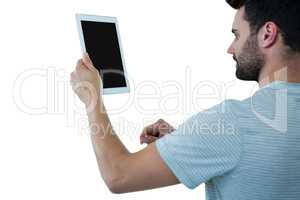 Man holding a digital tablet