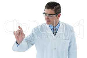 Doctor pretending to be using futuristic digital screen