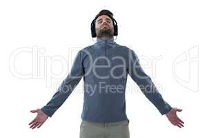 Man with headphones listening to music