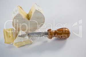 Piece of cheese with knife