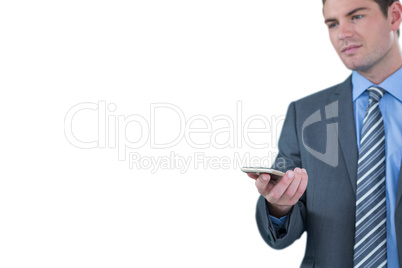 Businessman holding a mobile phone