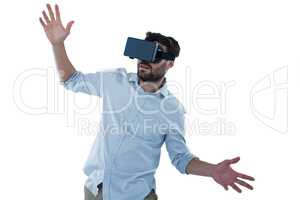 Man using virtual reality headset