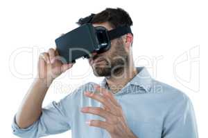 Man using virtual reality headset