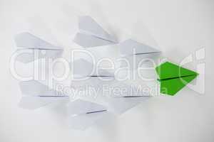 Paper planes on white background