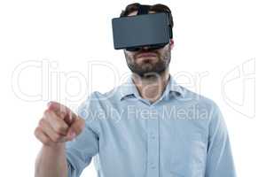 Man using virtual reality headset