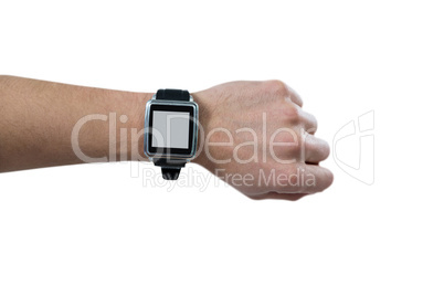 Man showing smart watch