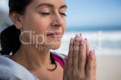 Mature woman performing yoga