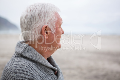 Thoughtful senior man standing