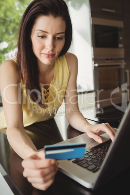 Beautiful woman shopping online