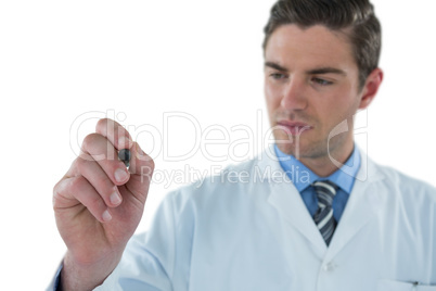 Doctor pretending to be using futuristic digital screen