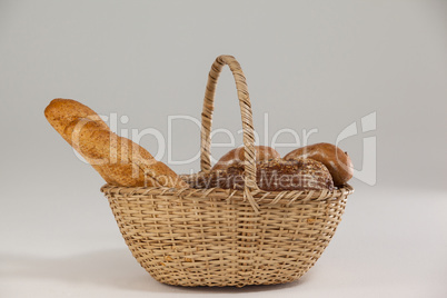 Various bread loaves in basket