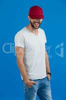 Cheerful man in cap