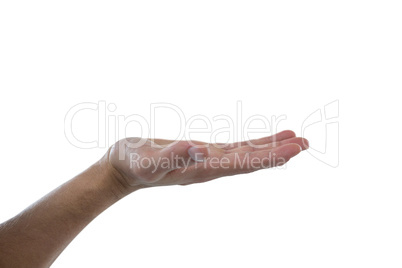 Hand of man pretending to hold an invisible object
