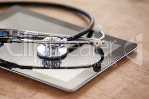 Stethoscope on digital tablet