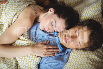 Romantic couple sleeping on bed Romantic couple sleeping on bed