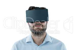 Man using virtual reality headset