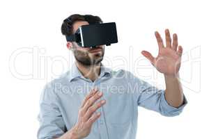 Man using virtual reality headset