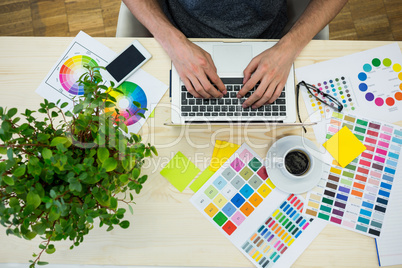 Graphic designer using laptop at his desk