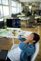 Frustrated female business executive at desk