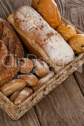 Various bread loaves in basket