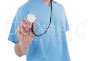 Surgeon holding a stethoscope