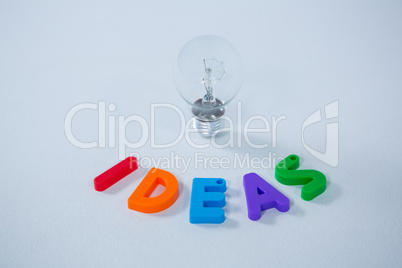 Letter ideas block and electric bulb