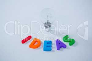 Letter ideas block and electric bulb