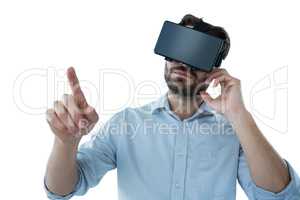 Man using virtual reality headset